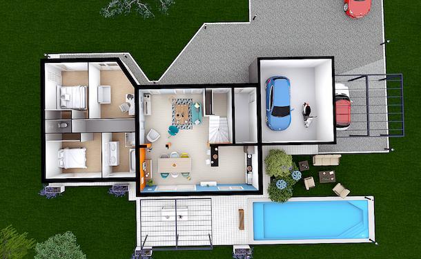 Plan maison toit plat Eole